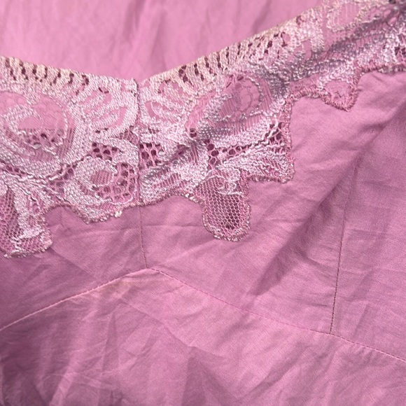 MaxAzria Collection Cotton Pink Lace Neck and Hem Maxi slip chemise size 6 - Picture 10 of 16